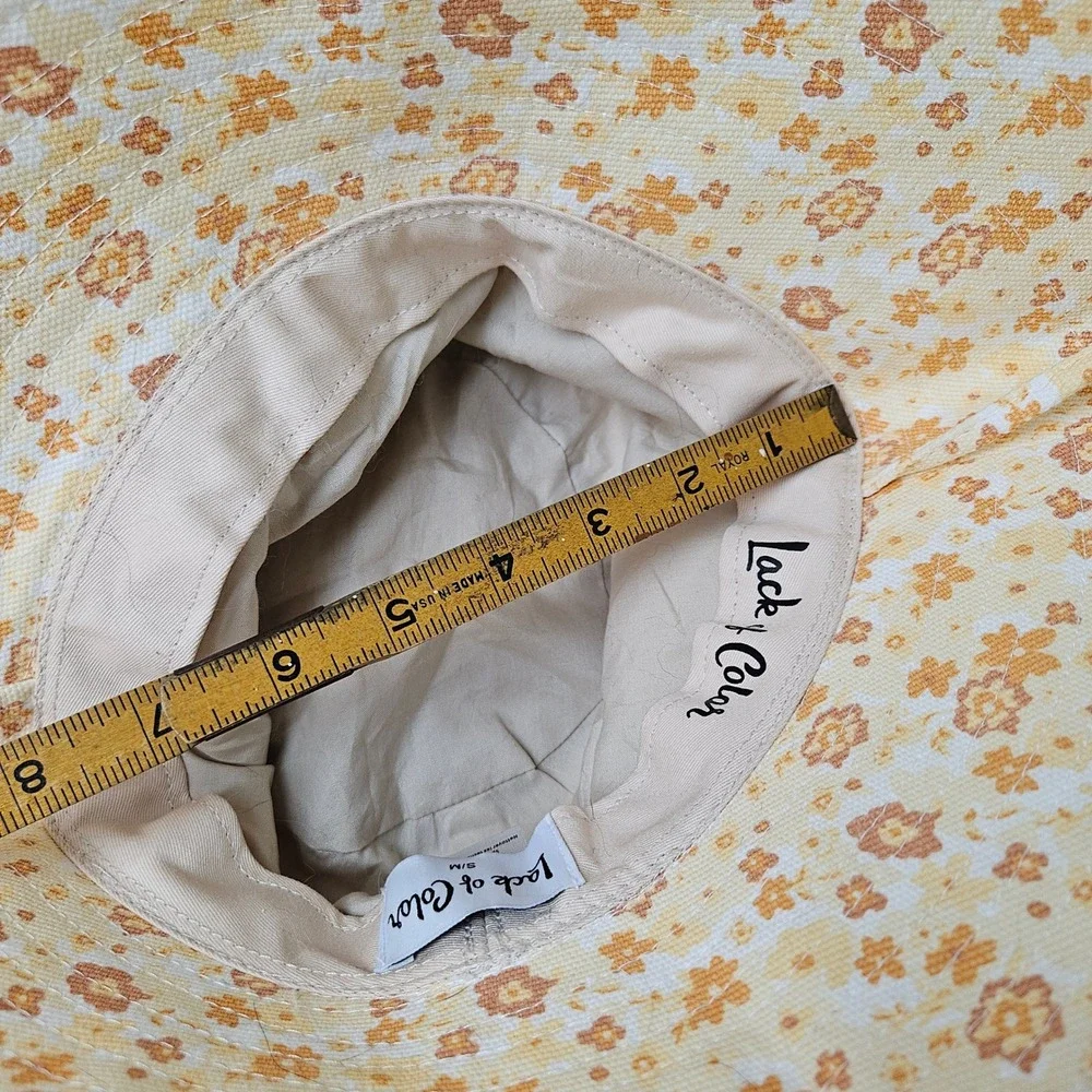 Lack Of Color Holiday Floral Bucket Hat Sz S/M Peach Bloom Canvas‎ Ditsy Print